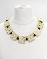 Lightweight Square Necklace Handmade from Recycled Wood – Boho Minimalist Style