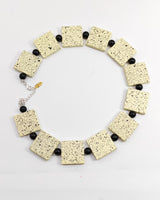 Lightweight Square Necklace Handmade from Recycled Wood – Boho Minimalist Style