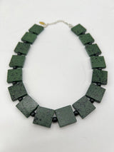 Lightweight Square Necklace Handmade from Recycled Wood – Minimalist Style - Small