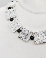 Lightweight Square Necklace Handmade from Recycled Wood – Boho Minimalist Style