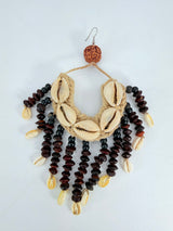 Upcycled Shell & Seed Earrings with Silver Hooks – Handmade Sustainable Boho Statement Earrings
