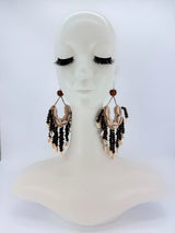 Upcycled Shell & Seed Earrings with Silver Hooks – Handmade Sustainable Boho Statement Earrings
