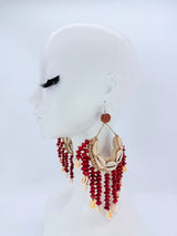 Upcycled Shell & Seed Earrings with Silver Hooks – Handmade Sustainable Boho Statement Earrings