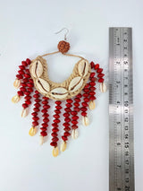Upcycled Shell & Seed Earrings with Silver Hooks – Handmade Sustainable Boho Statement Earrings