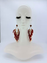 Upcycled Shell & Seed Earrings with Silver Hooks – Handmade Sustainable Boho Statement Earrings