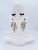 Upcycled Shell & Seed Earrings with Silver Hooks – Handmade Sustainable Boho Statement Earrings