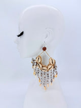Upcycled Shell & Seed Earrings with Silver Hooks – Handmade Sustainable Boho Statement Earrings