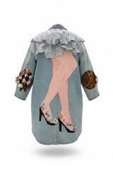 Upcycled Vintage Denim Jacket with Hand Appliqué – Wearable Art for Bold Women