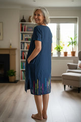 Upcycled Vintage Summer Duster – Hand Embroidered Forest-Inspired Artwear