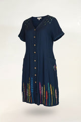 Upcycled Vintage Summer Duster – Hand Embroidered Forest-Inspired Artwear
