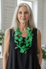 Upcycled plastic bottles - Big double Water Lily Necklaces - Hand painted solid color