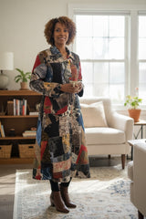 Handmade Batik Patchwork Coat in Recycled Cotton - Jianhui London