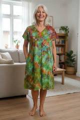Hand Dyed Batik Cotton Duster - Colorful Summer Cover Up for Women