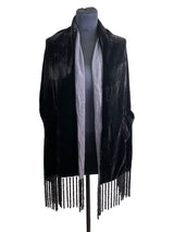 Velvet Shawl With Black Wooden Beads Tassel - Jianhui London