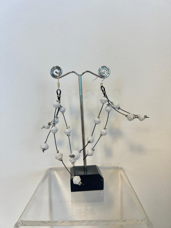 FRANKIE UFO RECYCLED WOODEN BEADS ON FISHWIRE EARRINGS