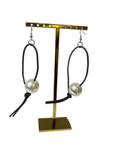 Handmade Faux Pearl With LOVE on Leatherette Loop Earrings for parties or weddings