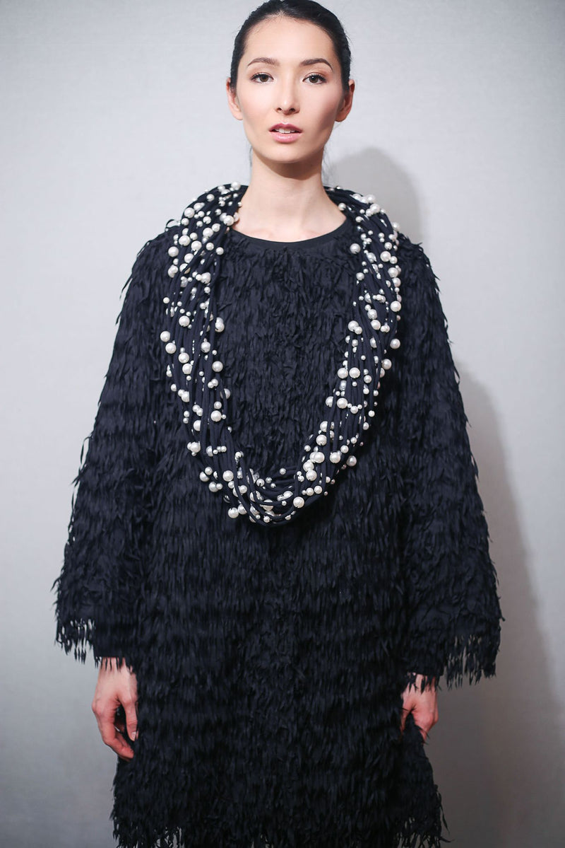 Fringe fabric made from recycled polyester Coat