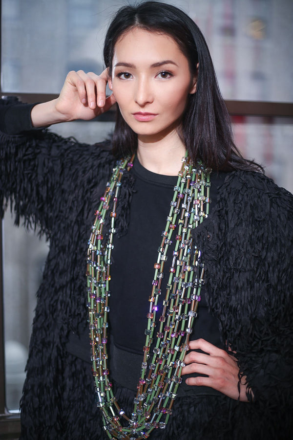 Fringe fabric made from recycled polyester Coat
