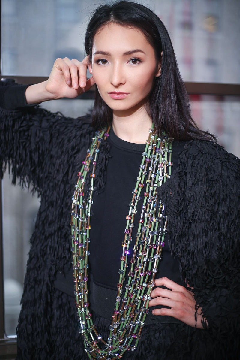 Fringe fabric made from recycled polyester Coat