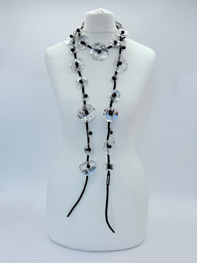 Handmade Recycled Plastic Poppy Flower Necklace – Statement Jewelry Hand Gilded