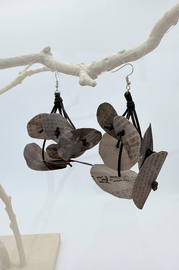 Handmade Orchid Flower Earrings – Recycled Newspaper, Lightweight & Sustainable