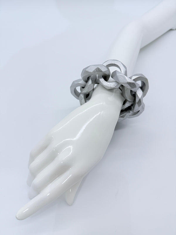 Faceted Recycled Wooden Loop Chain Bracelet