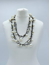 3 Strands Faux Pearls on Rubber Necklaces