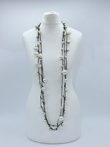 3 Strands Faux Pearls on Rubber Necklaces