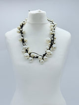 3 Strands Faux Pearls on Rubber Necklaces
