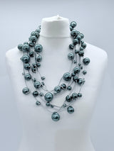 3 Strands Faux Pearls on Rubber Necklaces