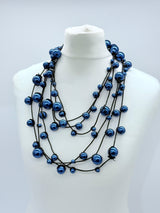 3 Strands Faux Pearls on Rubber Necklaces