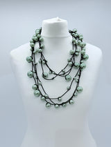 3 Strands Faux Pearls on Rubber Necklaces