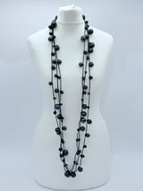 3 Strands Faux Pearls on Rubber Necklaces