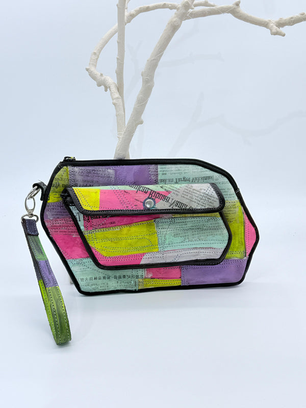 Handmade Recycled Leather Clutch – Eco-Friendly, Unique Bohemian Bag