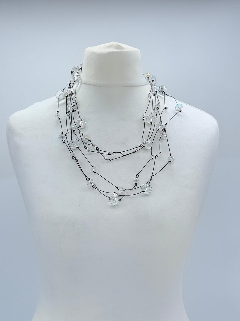 Handmade Crystal Faceted Beads Necklace – 3 Strands, Elegant & Versatile Jewelry Gift