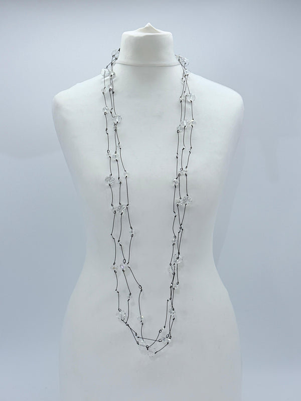 Handmade Crystal Faceted Beads Necklace – 3 Strands, Elegant & Versatile Jewelry Gift