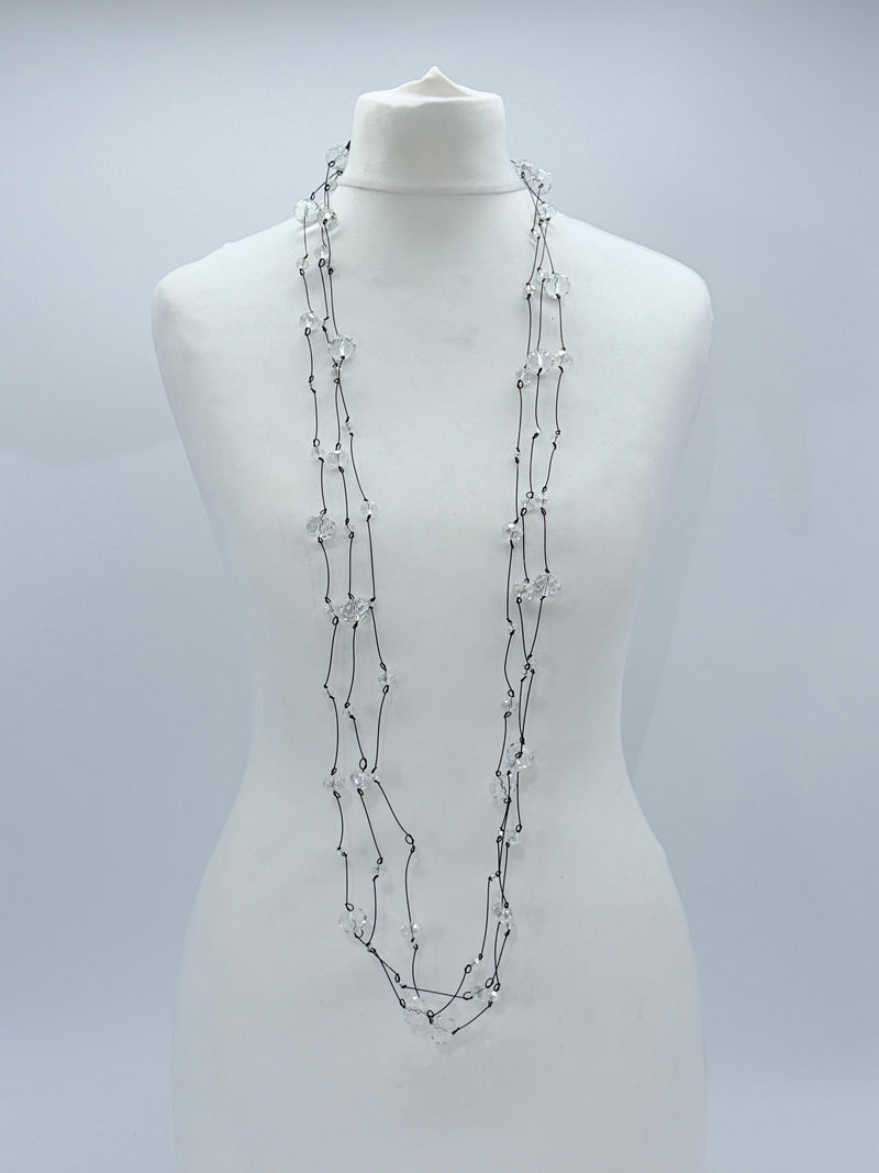 Handmade Crystal Faceted Beads Necklace – 3 Strands, Elegant & Versatile Jewelry Gift