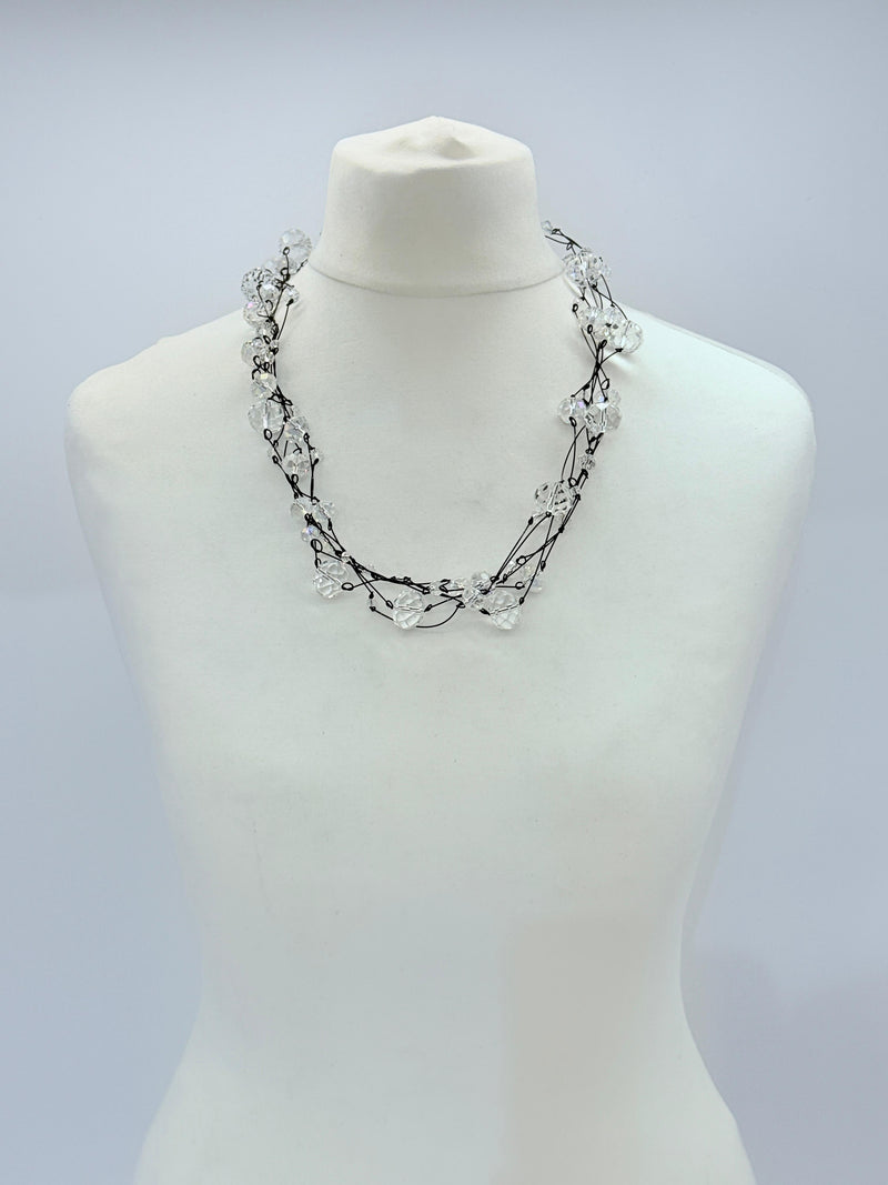 Handmade Crystal Faceted Beads Necklace – 3 Strands, Elegant & Versatile Jewelry Gift