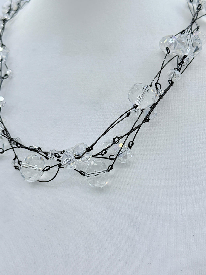 Handmade Crystal Faceted Beads Necklace – 3 Strands, Elegant & Versatile Jewelry Gift