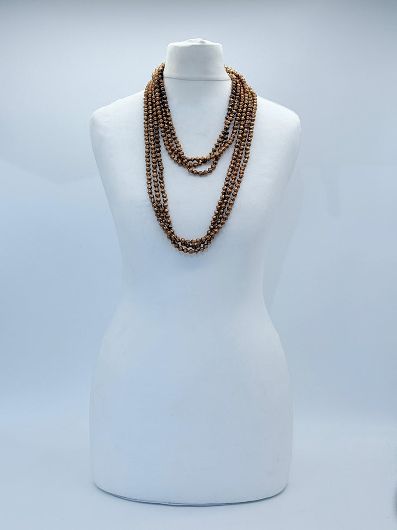 Handmade 3 Strand Recycled Wood Necklace – Artistic UFO Beads