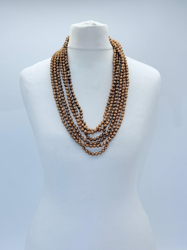 Handmade 3 Strand Recycled Wood Necklace – Artistic UFO Beads