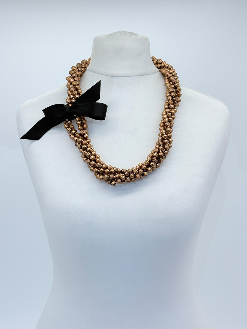 Handmade 3 Strand Recycled Wood Necklace – Artistic UFO Beads