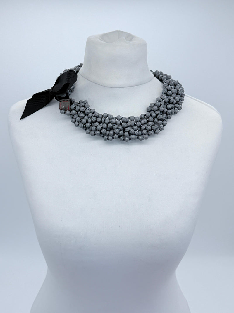 Handmade 3 Strand Recycled Wood Necklace – Artistic UFO Beads