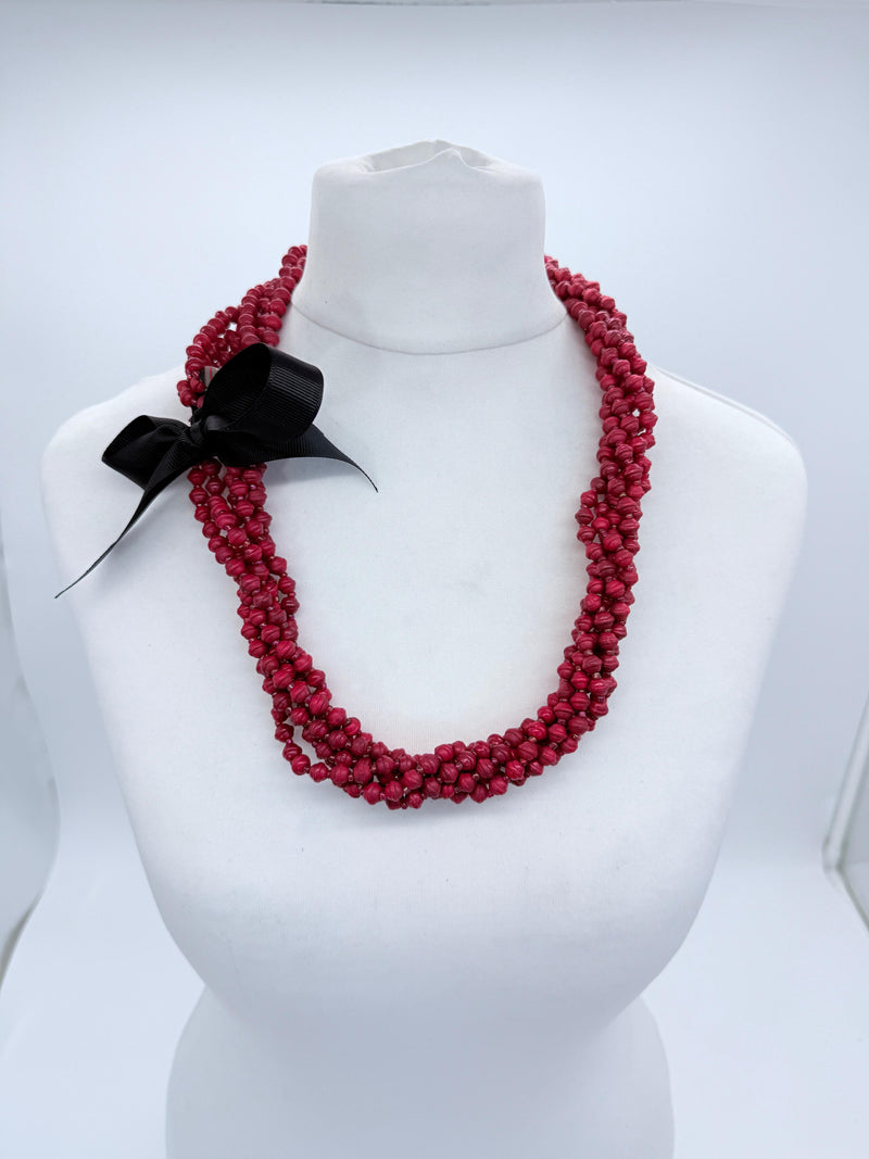 Handmade 3 Strand Recycled Wood Necklace – Artistic UFO Beads