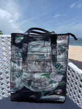 Handmade Recycled Leather with portrait of Pope Leo Shoulder Bag Artistic Design - Limited Edition