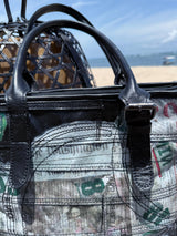 Handmade Recycled Leather with portrait of Pope Leo Shoulder Bag Artistic Design - Limited Edition