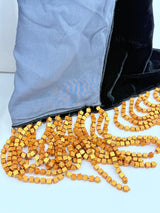 Handmade Vintage Silk Velvet Scarf with Recycled Wooden Bead Tassel