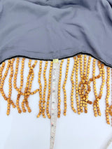 Handmade Vintage Silk Velvet Scarf with Recycled Wooden Bead Tassel