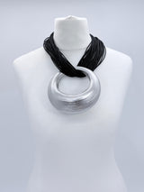 2-in-1 Moon Crescent Necklace & Bangle – Handmade Upcycled Bamboo Boho Jewelry