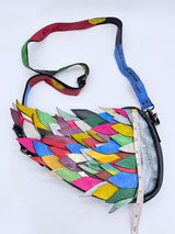 Handmade Recycled Leather Crossbody Bag – Unique Hummingbird Wing Design - Small